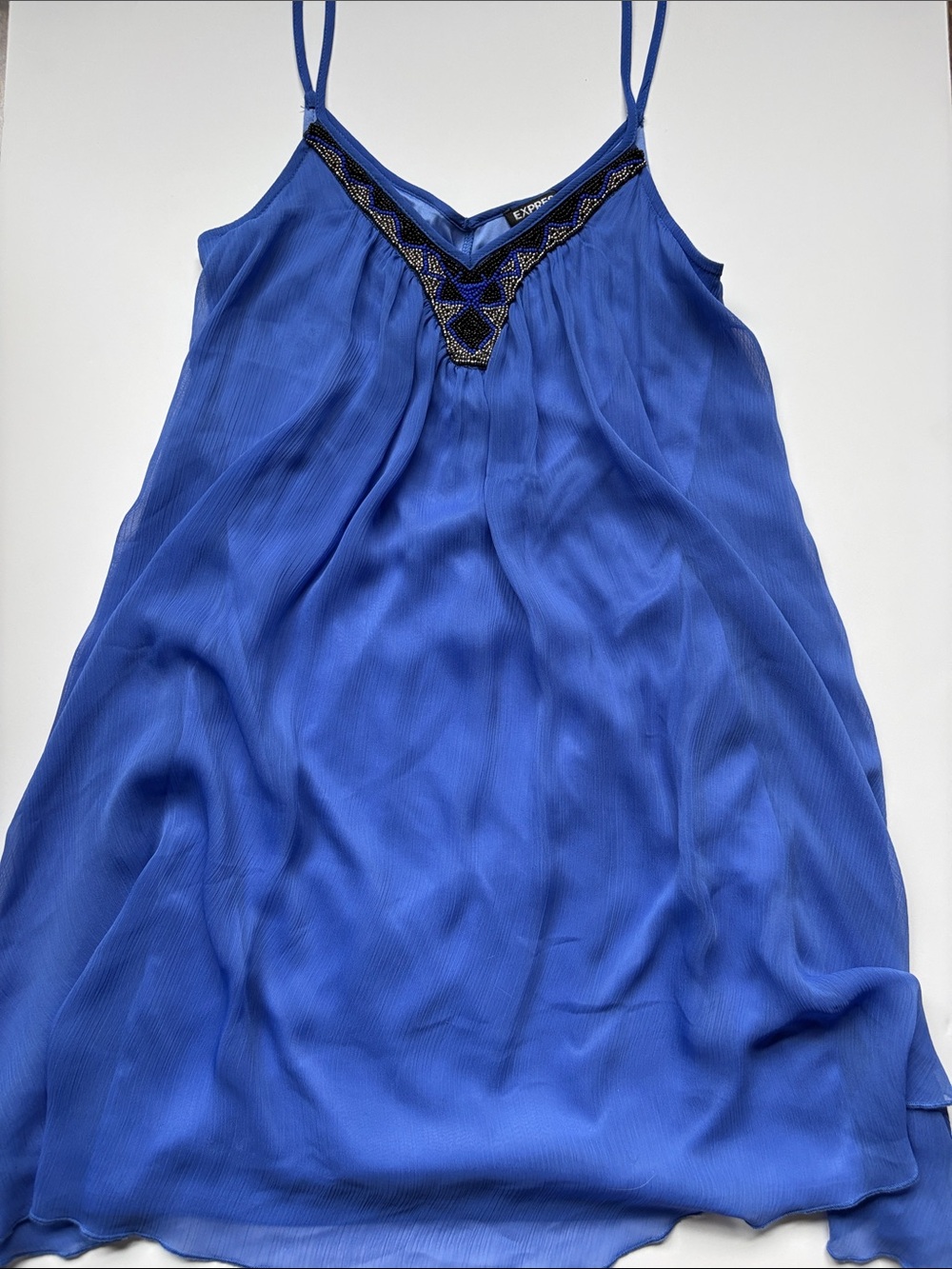 Express Blue Beaded V-Neck Cami periwinckle